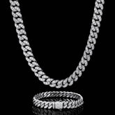 14K Yellow White Gold Plated Cuban Link Chain Bracelet 12MM Iced Moissanite - Syzjewelry